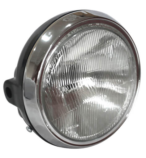 Farol Compatível CB 400 80 a 83 Aro Cromado e Bloco de  Metal e Lente de Vidro